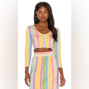 Onia Layla Shimmer Crop Top and Matching Midi Skirt S